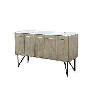 Rustico Acacia 60 In. W X 20 In. D doppio bagno vanità con marmo coltivato Top bagno vanità - Product Image 4