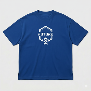 T-shirt Homme Oversize Décontracté Respirant à Épaules Tombantes avec Logo Personnalisé Imprimé, en Mélange de Coton Épais, Style Streetwear, Bleu Royal - Product Image 2