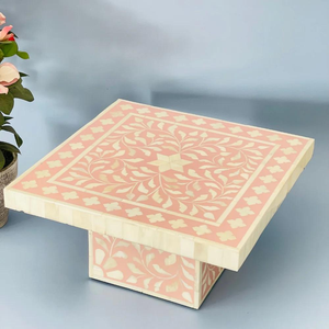 Moroccan Style Luxury Bone Inlay Cake Stand Square Shape Handmade Wooden Resin Cake Holder for Weddings & Home Decor - Product Image 2