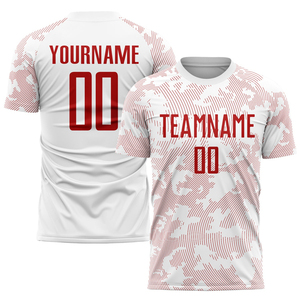 เสื้อฟุตบอลอเมริกันชายแบบกำหนดเอง สีขาว ทอง ดำ พิมพ์ลายแบบซับลิเมชั่น คอวี แขนสั้น ระบายอากาศได้ดี น้ำหนักเบา ผลิตตามสั่ง 100% - Product Image 4