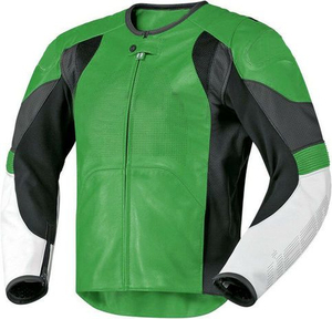 Unisex High Quality Racing Sportswear Green Leather <b>Jacket</b> With Custom Logo Windproof Comfortable <b>Size</b> XL for Auto <b>Biker</b> Team - Product Image 4
