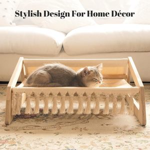 Bed with Removable Washable <b>Cover</b>, Pet Couch <b>Sofa</b> <b>for</b> Indoor Cat Elevated Kitty Lounge Chair Suitable <b>for</b> Puppy, Wooden Cat Furn - Product Image 2