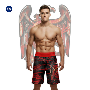 Shorts MMA pour adultes de haute qualité, imprimés par transfert thermique, avec logo avant/arrière, design ergonomique, en polyester, taille mi-haute - Product Image 2