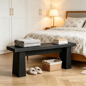 Panca Elegante in Legno Massello per Camera da Letto, Comoda e Minimalista in Stile Scandinavo, Arredo d'Accento per Hotel o Soggiorno - Product Image 4