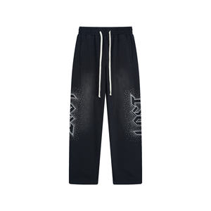 กางเกงวอร์มผู้ชายผ้าคอตตอนหนานุ่มคุณภาพสูง ประดับด้วยคริสตัล สไตล์วินเทจ ลุคสบายๆ สำหรับเล่นกีฬา - Product Image 1