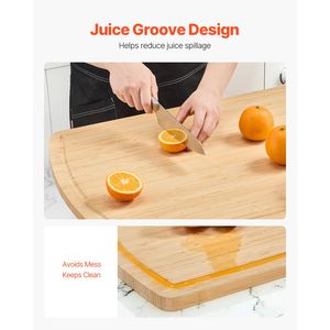 Tagliere in Legno di Bambù con Scanalature per il Raccogimento del Liquido, per Fornelli a Gas ed Elettrici, Utilizzabile anche come Coprifornello - Product Image 4