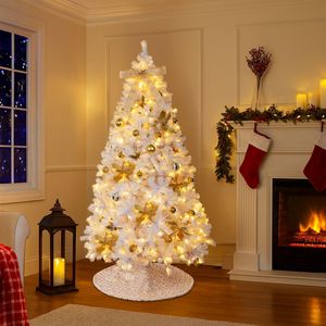 Gonna per Albero di Natale a Forma di Pino da 7,5 Piedi con Cerniere, Fai da Te, 400 Luci LED Bianche Calde, Elegante Ornamento Artificiale per Albero di Natale - Product Image 5