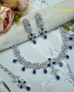 Ensemble de collier à thème floral en zircon cubique, bijoux de créateur de luxe pour soirée, ensemble de mariage traditionnel, bijoux de mode plaqués argent - Product Image 6