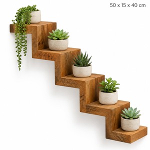 Estante de Pared 3D en Forma de Escalón de Madera de Mango |   Estantes Flotantes para Escaleras al por Mayor - Product Image 1