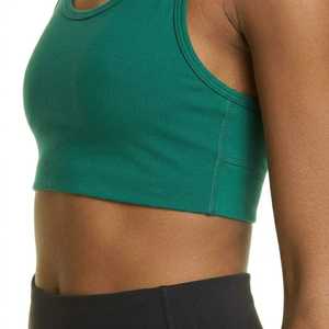 Sujetador deportivo verde liso para mujer, espalda cruzada, cuello redondo, soporte medio, transpirable, ropa deportiva de yoga, diseño sin costuras - Product Image 5