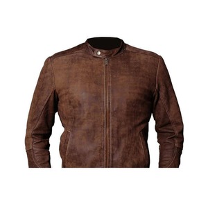 Chaqueta de Cuero Genuino Marrón Desgastado para Hombre, Estilo Motero - Product Image 4