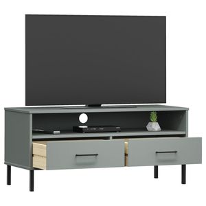 Mueble de TV Rectangular de Madera de Pino Sólido Gris, Elegante Soporte para Televisor - Product Image 3