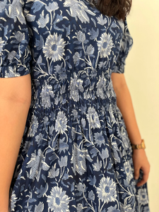 Robe longue décontractée en coton indien, imprimée à la main, à manches courtes, brodée de fleurs, pour femme, cadeau pour elle - Product Image 6