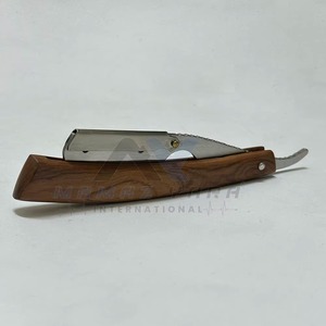 MAMAZ YARA Turkish Style Stainless Steel Straight Razor Sandalwood <b>Wooden</b> Handle Folding <b>Swing</b> Lock Shavette Disposable Blade - Product Image 1