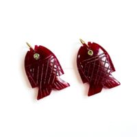 Pendentif Poisson en Rubis AAA, Collier en Argent 925 Fait Main avec Breloque Poisson en Pierre Précieuse, Bijou en Cristal de Guérison Sculpté à la Main, Fournisseur en Gros