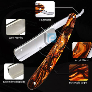 Best Selling Stainless Steel Wood Handle Reusable High Quality <b>Straight</b> Shaving <b>Razors</b> - Product Image 5