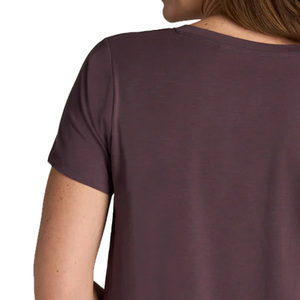 Camiseta de Manga Corta con Cuello en V para Mujer, Color Sólido, Logotipo, Ropa Casual, Corte Regular, 100% Algodón Orgánico, Tejido Jersey de Secado Rápido - Product Image 2