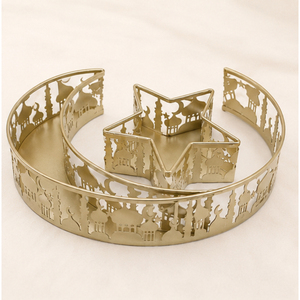 Luxury <b>Gold</b> Metal Ramadan <b>Serving</b> <b>Tray</b> Set Moon Star Shaped Eid Mubarak Decoration Hollow Out Mosque Pattern Iron Art Dessert - Product Image 3