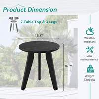 Table d'appoint extérieure moderne en bois noir résistant aux intempéries, petite table de patio, véranda, terrasse, support pour plantes, salle à manger, salon, cuisine, extérieur