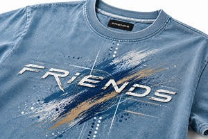Camiseta de Estilo Denim para Hombre, Manga Corta, Cuello Redondo, Estampado de Letras, Corte Regular Informal - Product Image 2
