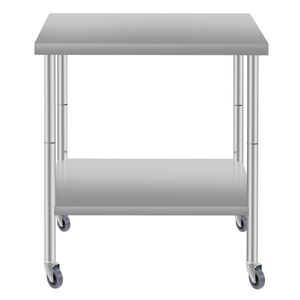 Tavolo da Preparazione Commerciale 30x24 in Acciaio Inossidabile con Ripiano Inferiore e Ruote per Ristoranti e Uso Domestico - Isole e Carrelli da Cucina - Product Image 1