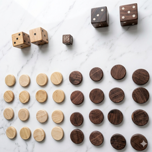 ชุดเกมแบ็คแกมมอนไม้ P ทำด้วยมือ ขัดเงาด้วยไม้ธรรมชาติ เป็นมิตรกับสิ่งแวดล้อม ทนทาน พร้อมชุดหมากและลูกเต๋า สำหรับเล่นที่บ้านหรือพกพา - Product Image 3