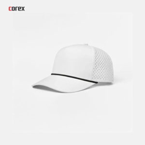 Gorra de Golf Beige Personalizada con Logotipo Bordado a Mano, 5 Paneles, Unisex, Corte Láser, Perforada, Transpirable, Impermeable, de Lona, Cuerda y Poliéster - Product Image 3
