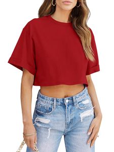 T-shirt court pour femme, protection solaire, matière coton polyester respirante, anti-transpiration, écologique, sans couture - Product Image 5