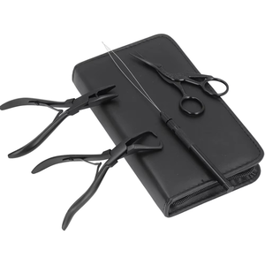 Professional Hair Extension <b>Beading</b> Tool Kit High-Quality Gold Pliers with <b>Needle</b> & Elegant Leather Pouch for Hair Styling - Product Image 4