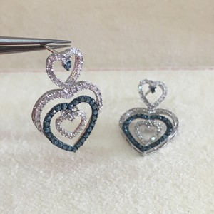 Pendientes Colgantes de Diamantes Redondos en Forma de Corazón para Mujer, 1.48 Cttw, Engaste de Puntas, Uso Diario, Plata de Ley 925, Joyería Moderna - Product Image 6