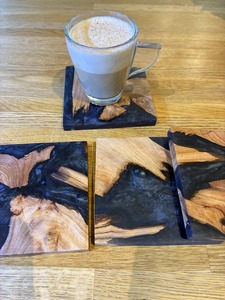<b>Top</b> Trending Handmade Wood <b>Resin</b> and Ink Coasters Set of 4 with Customizable Design for Home Decoration and Multipurpose Use - Product Image 4