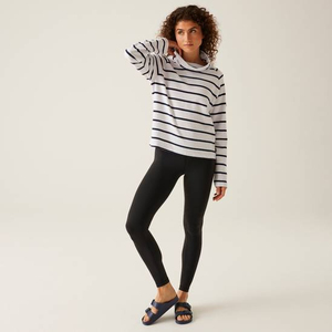 Sudadera de punto de algodón a rayas con cuello marinero de manga larga para mujer, informal, transpirable, de longitud completa, para primavera - Product Image 3