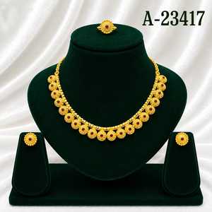 Juego de Collar y Aretes de Aleación de Zinc Chapado en Oro de 24K, Estilo Clásico para Joyería de Boda para Mujer A-23169 - Product Image 5