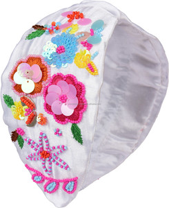 Nouveau Bandeau Fait Main en Tissu Blanc Brodé avec Nœud Croisé Large pour Enfants, Style Mignon et Tendance - Product Image 1