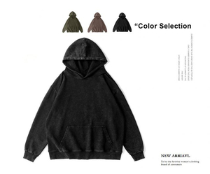 Men's Vintage Washed Oversized Hoodie Heavyweight Drop Shoulder Cotton Pullover Sweatshirt Casual Streetwear Blank OEM Factory - Product Image 6