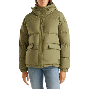 Veste matelassée réversible pour femme, couleur verte unie, écologique, imperméable, respirante, à manches longues, à capuche, coupe-vent - Product Image 1