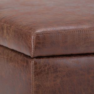 Owen Distressed Saddle Brown Coffee Table <b>Storage</b> Ottoman <b>Stools</b> & Ottomans - Product Image 6