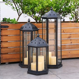 Window Panel Metal <b>Lantern</b> Classic Glass Style <b>Candle</b> Holder Decorative <b>Lantern</b> for Home Balcony Garden Wedding Decor and Gift - Product Image 1