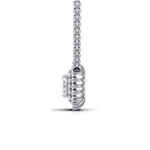 IGI Certified Lab Grown Diamond Emerald Cut Double Halo Pendant in 9K White / Yellow & Rose Gold Luxury <b>Cluster</b> Design - Product Image 3