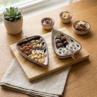 Plateau de service en céramique AG Elements Pottery, finition brillante contemporaine, durable, ensemble d'assiettes en forme de feuille, fabrication artisanale, respectueux de l'environnement, compatible lave-vaisselle