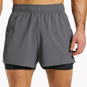 Premium Quality Double <b>Layer</b> Men's <b>Mid</b> Gym Sports Shorts Elastic Waist Eco-Friendly Anti-Wrinkle Quick Dry Breathable Solid - Product Image 5