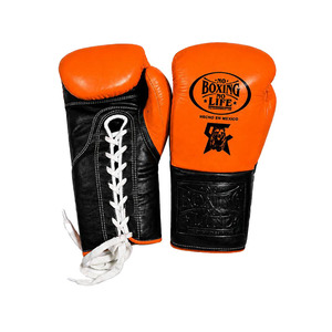 Gants de boxe professionnels de qualité supérieure, couleur orange, « No Boxing No Life », en cuir de vachette véritable, pour le sparring. - Product Image 1