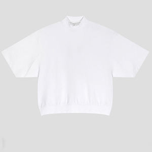 Camisetas casuales de felpa francesa de corte holgado al por mayor, camiseta de algodón de alto gramaje con cuello simulado, camiseta de manga corta para hombre con logo personalizado - Product Image 2