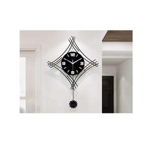 Horloge murale à pendule géométrique, horloge décorative noire moderne, accent d'intérieur minimaliste contemporain - Product Image 1