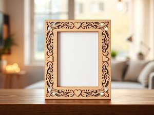 Handmade Wooden <b>Photo</b> <b>Frame</b> Rectangular Rustic Tabletop Display Bone Inlay Design for Home Office Decor - Product Image 2