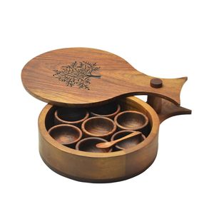 Moulin à épices et à noix manuel en bois écologique de haute qualité, finition polie, qualité alimentaire, compatible lave-vaisselle et four, rangement de cuisine - Product Image 5