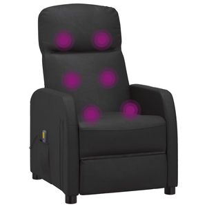 Grand fauteuil de massage noir en similicuir avec structure en fer et contreplaqué - Fauteuil inclinable haut de gamme - Product Image 6