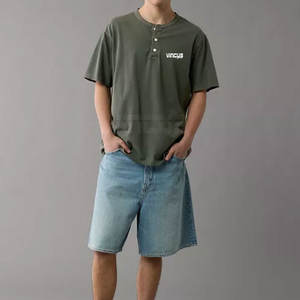 Camisetas Henley para Hombre, Duraderas, de Manga Corta, Ecológicas, de Secado Rápido, Transpirables, Ligeras y Cómodas, 100% Algodón - Product Image 3