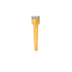 Anillo de compromiso clásico de plata de ley 925 con diamante solitario de laboratorio de corte princesa chapado en oro de dos tonos de lujo para hombre - Product Image 4