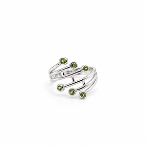 Multi <b>Peridot</b> Green Gemstone <b>Ring</b> 925 Sterling Silver Layered Wrap Style Handmade Jewelry Wholesale JAIPUR SILVER - Product Image 1